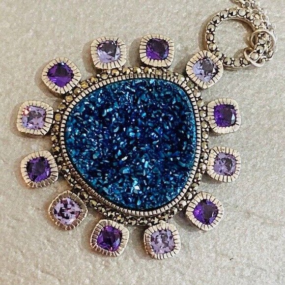 NWOT Judith Jack $450 Nova Convertible Druzy Pendant Sterling Silver Necklace - Picture 6 of 12